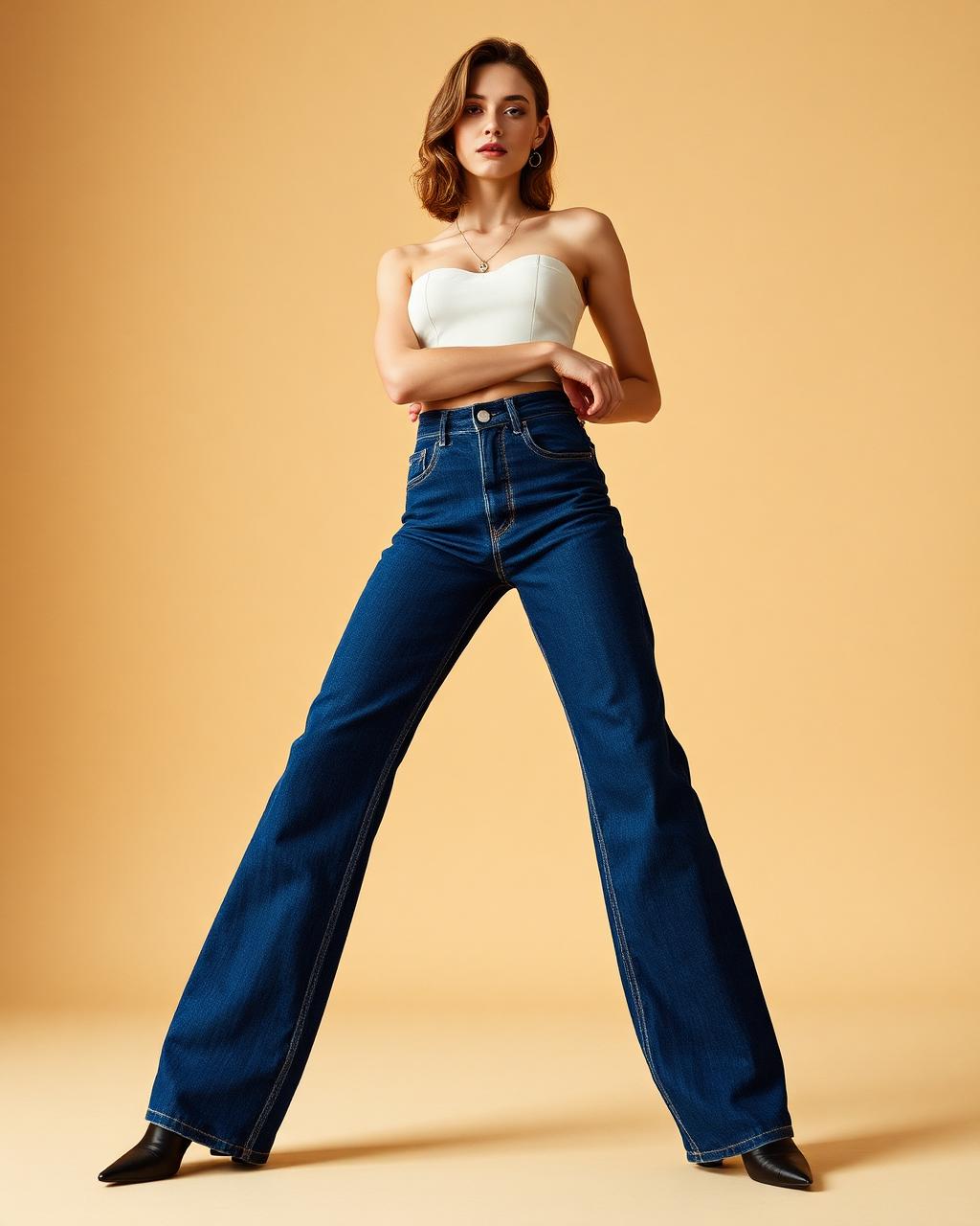 Camden washed indigo high-rise wide-leg jeans