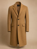 Camel wool-blend overcoat