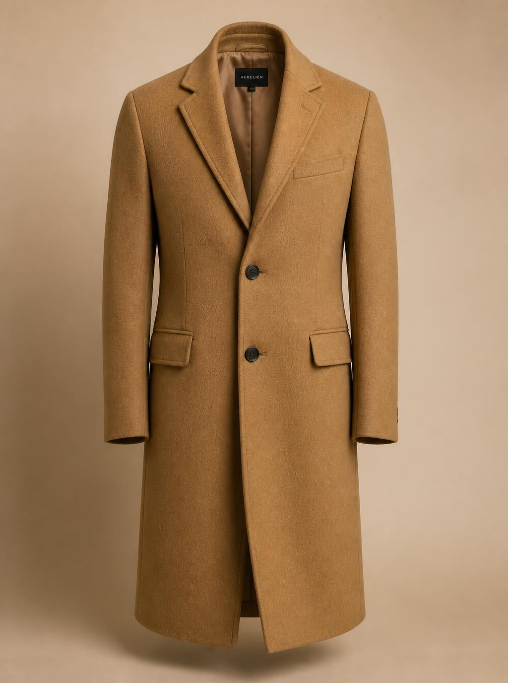 Camel wool-blend overcoat