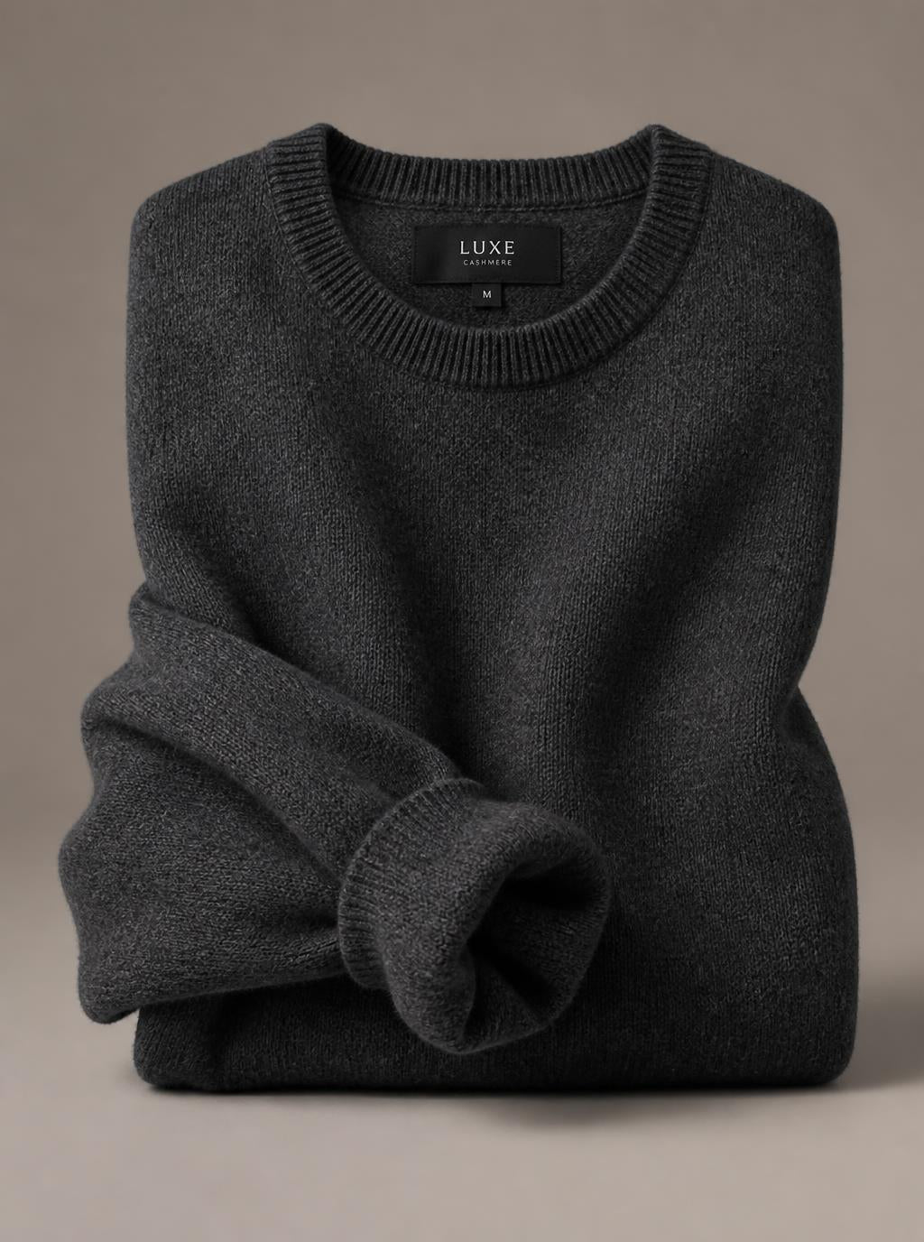 Charcoal cashmere crew neck jumper