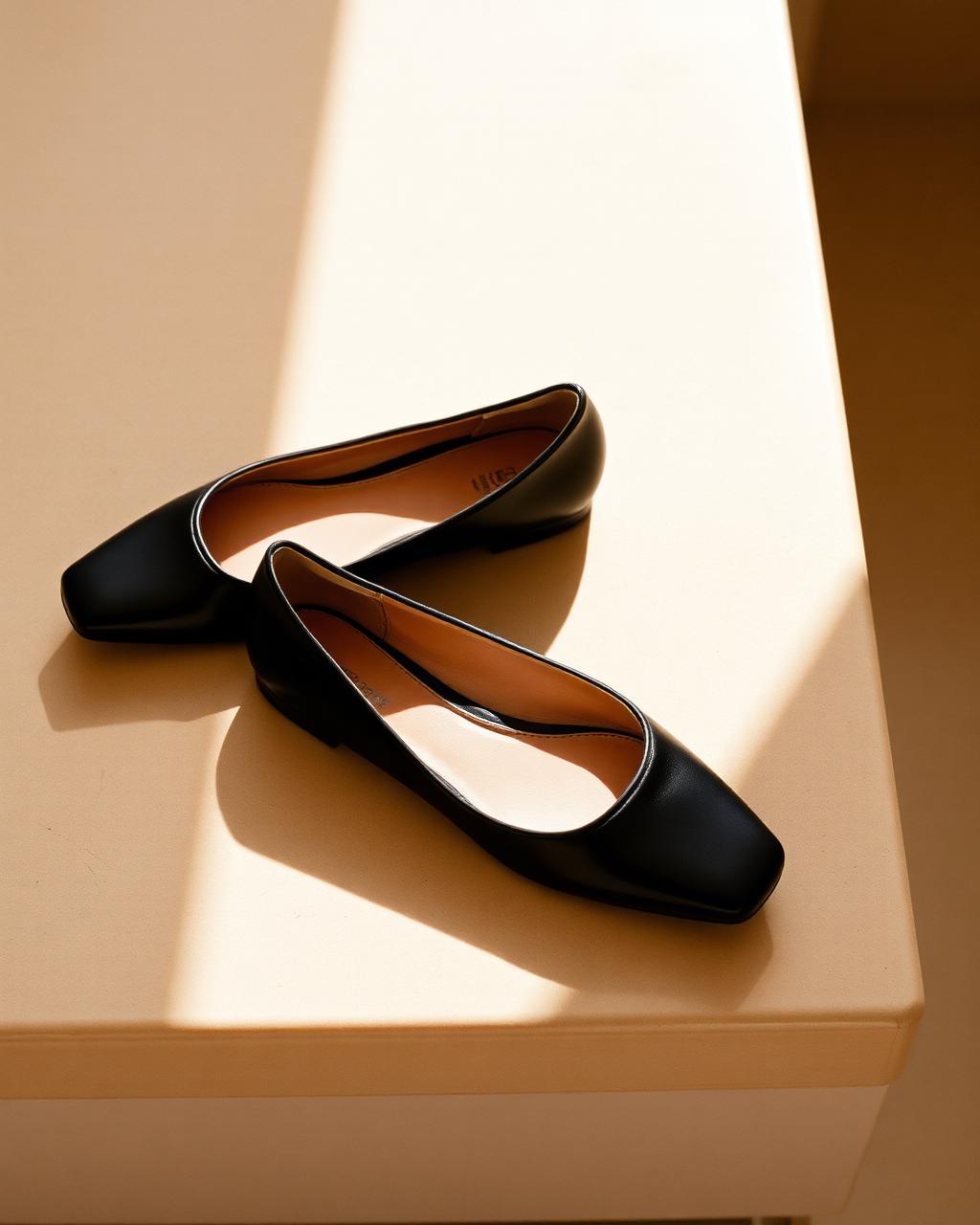 Chelsea black leather ballet flats