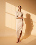 Chiltern oatmeal fine-knit midi dress