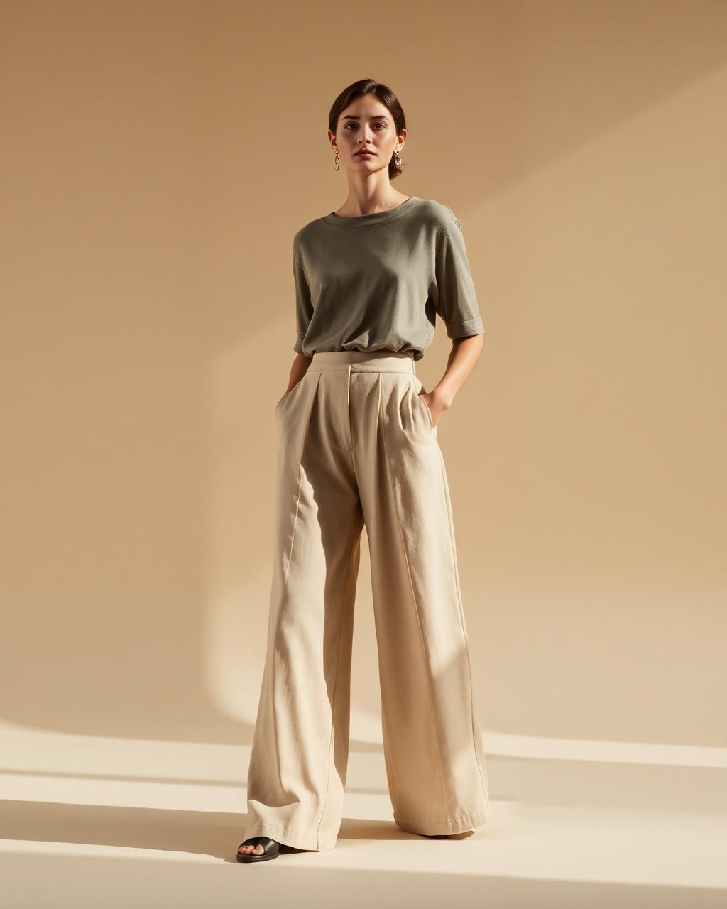 Chiswick Linen Wide-Leg Trouser in ecru