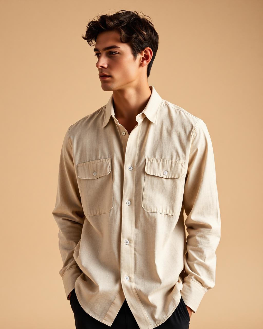 Dalston Linen Overshirt in oatmeal