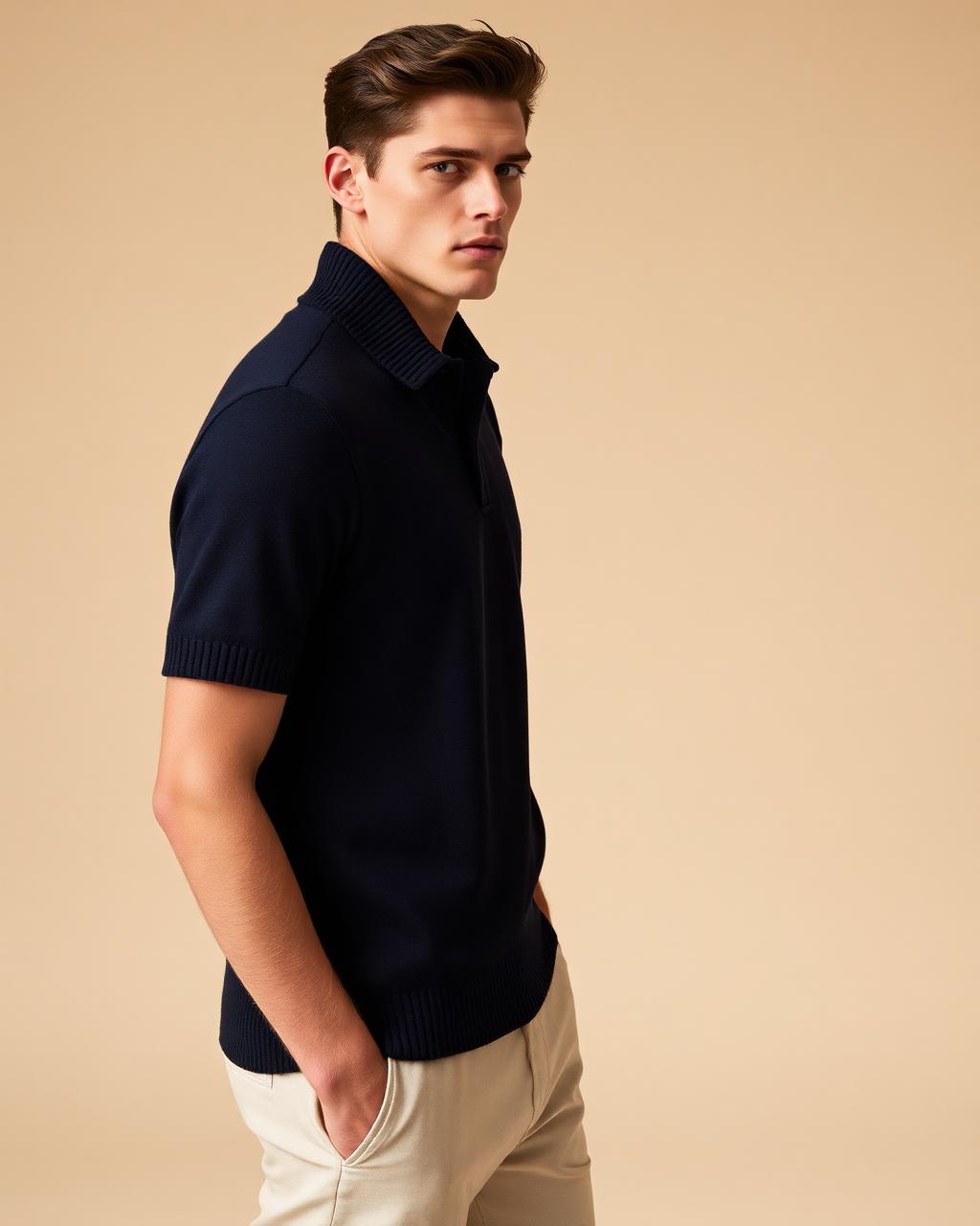 Earl's Court Merino Polo Shirt in navy