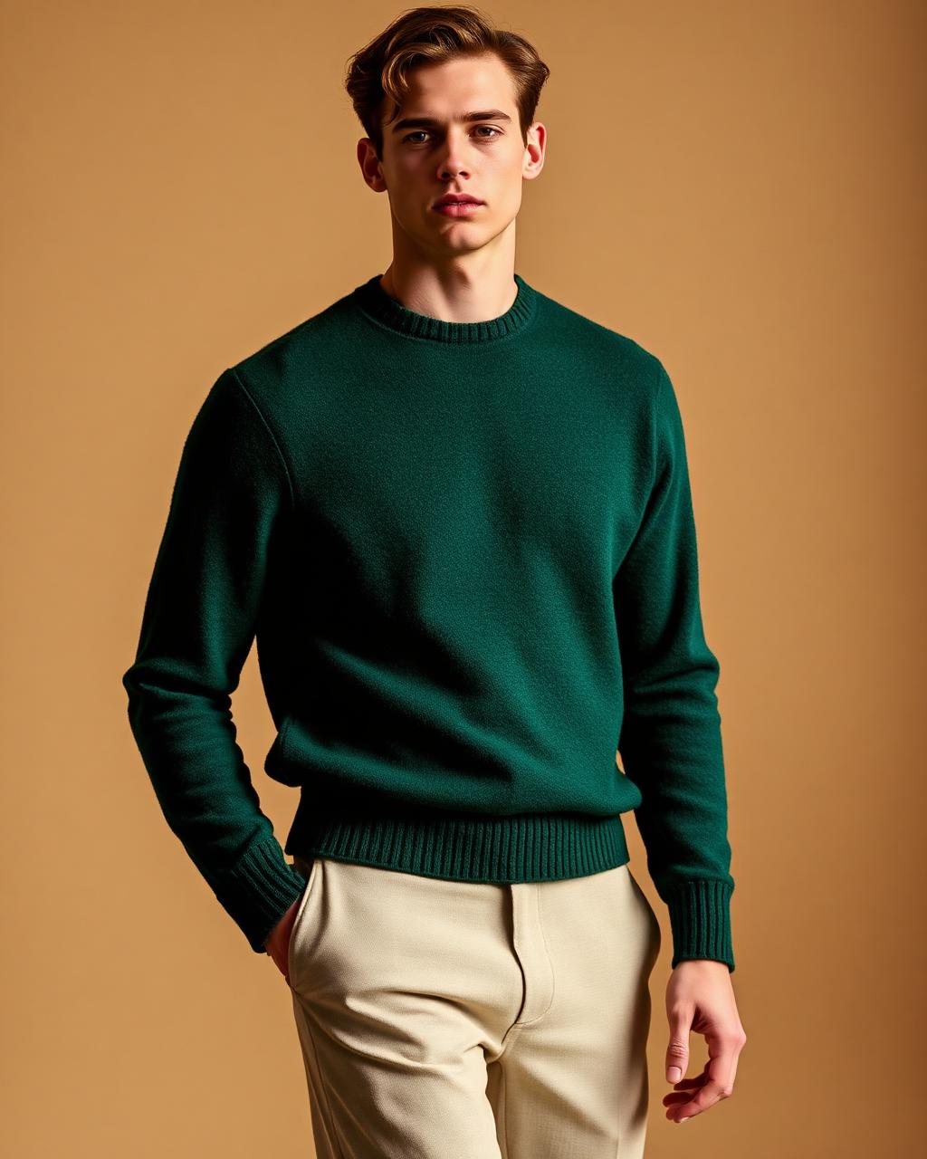 Highgate forest green lambswool crew jumper