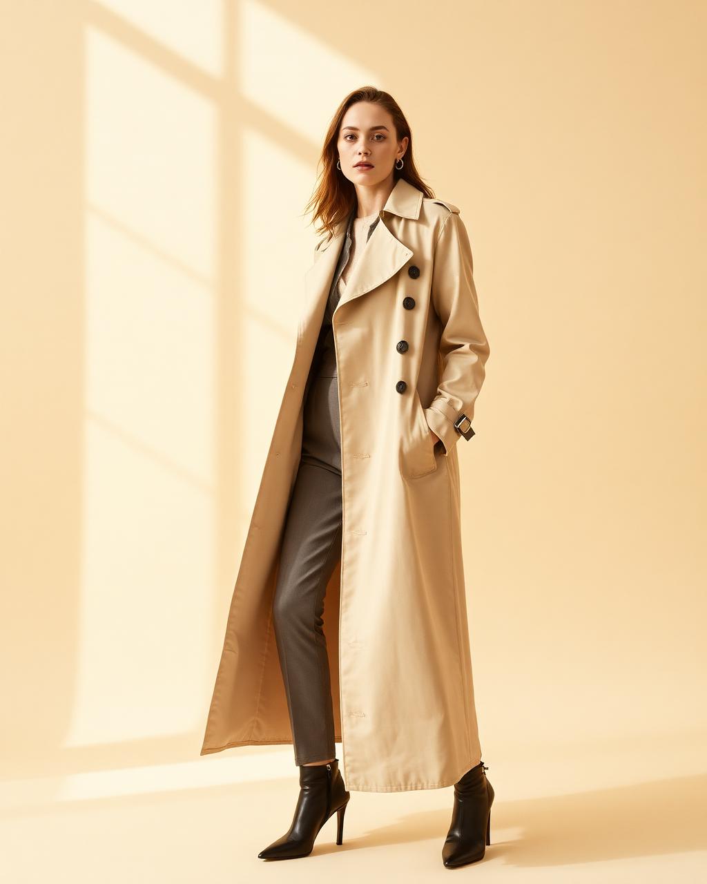 Kensington cotton-gabardine trench coat in stone