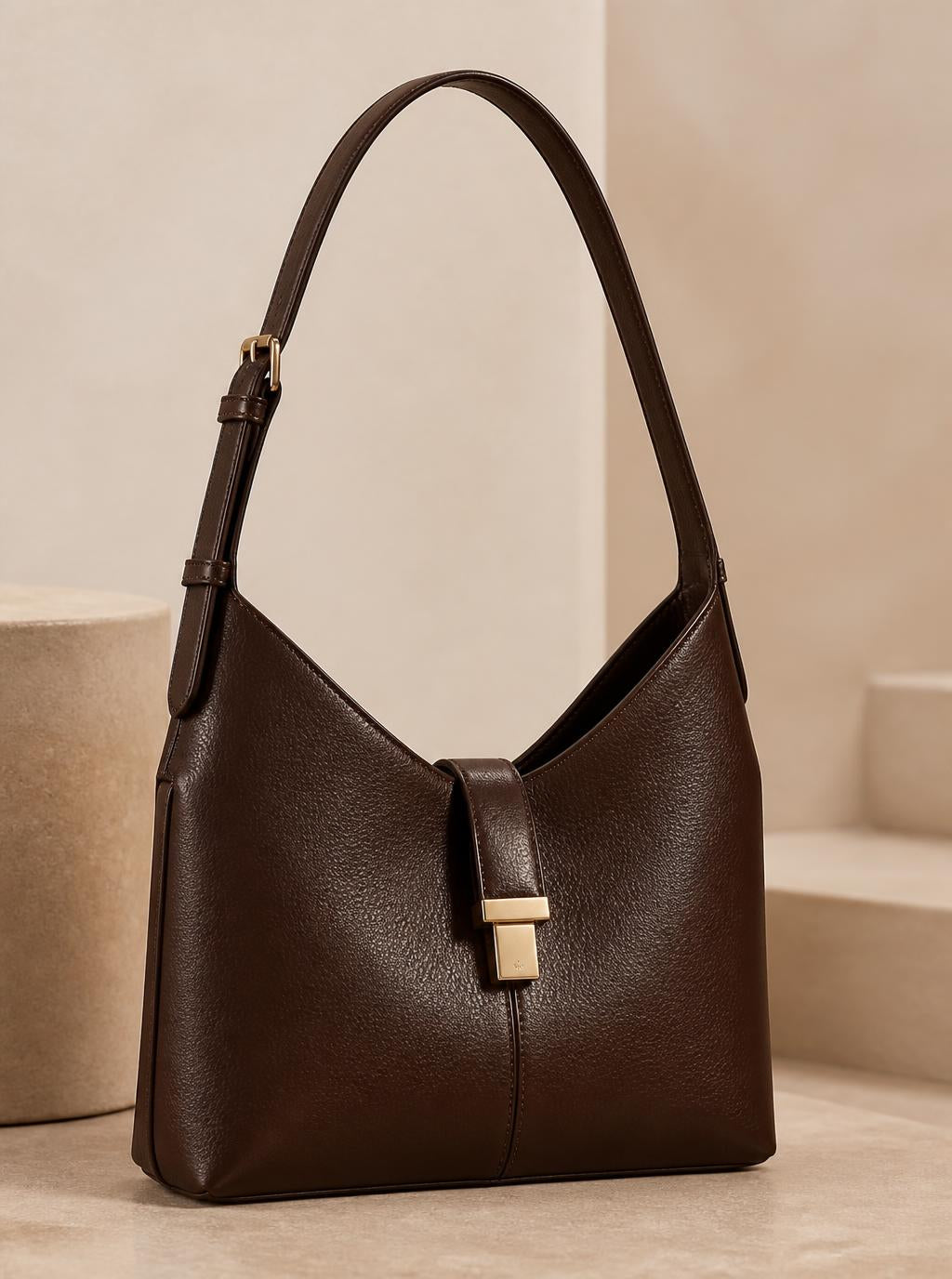 Chocolate brown leather shoulder bag