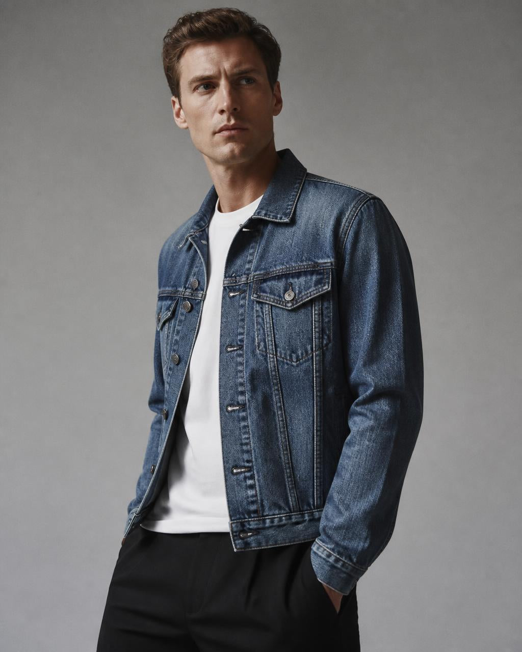 Peckham Washed Denim Jacket in stone