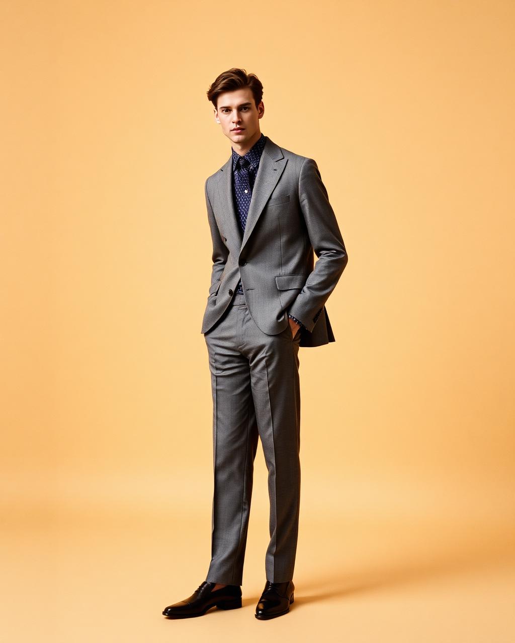 Savile grey wool tailored trousers