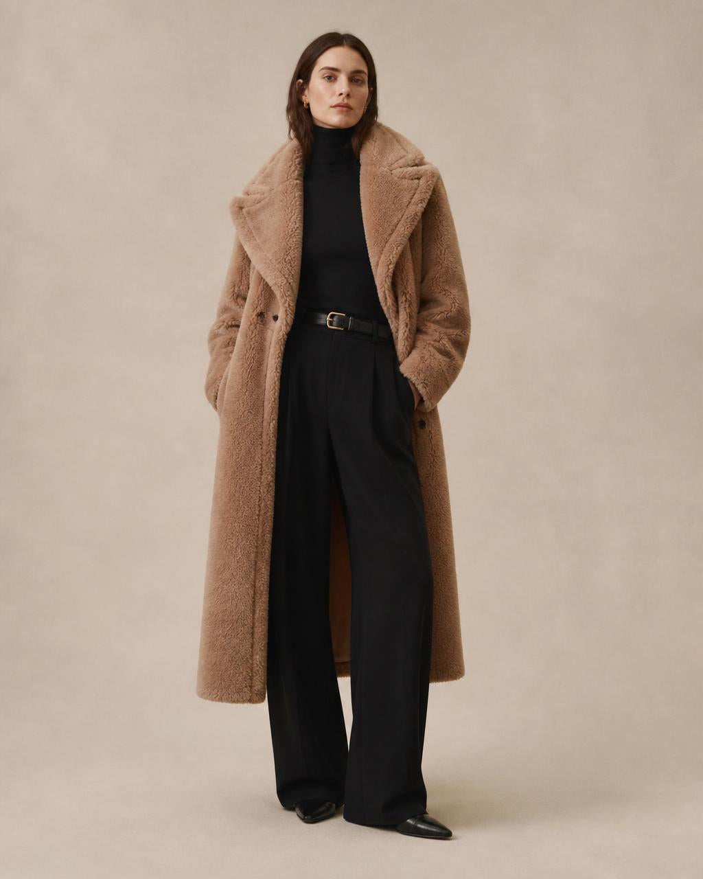 Shepherd's Bush Faux Shearling Coat in camel