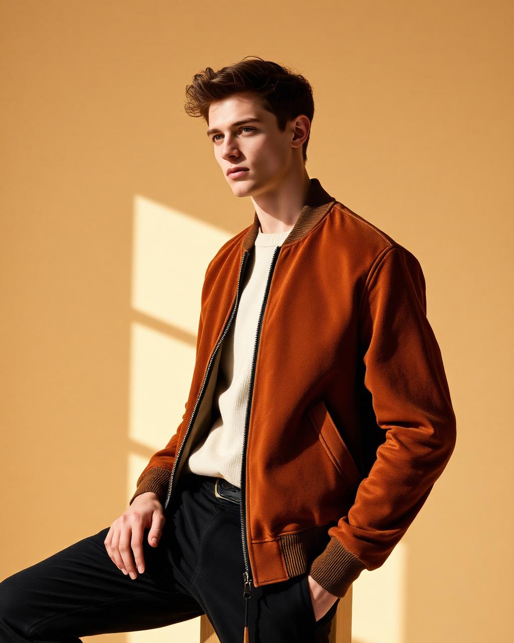Shoreditch tobacco suede bomber jacket