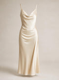 Ivory silk slip midi dress