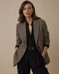 Wandsworth Check Wool Blazer in taupe