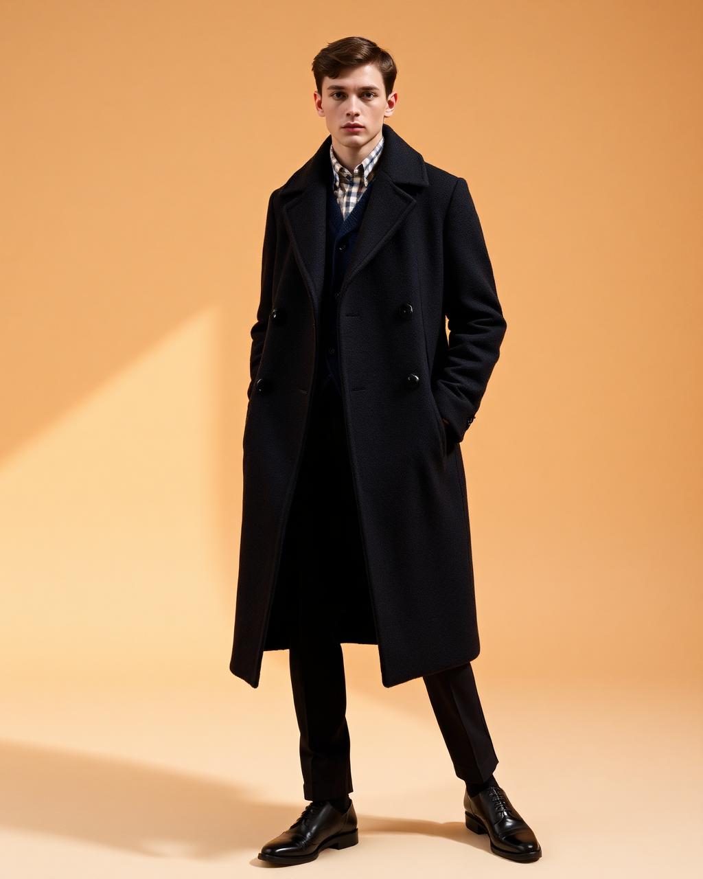 Whitehall charcoal wool-cashmere overcoat