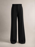 Black wide-leg tailored trousers