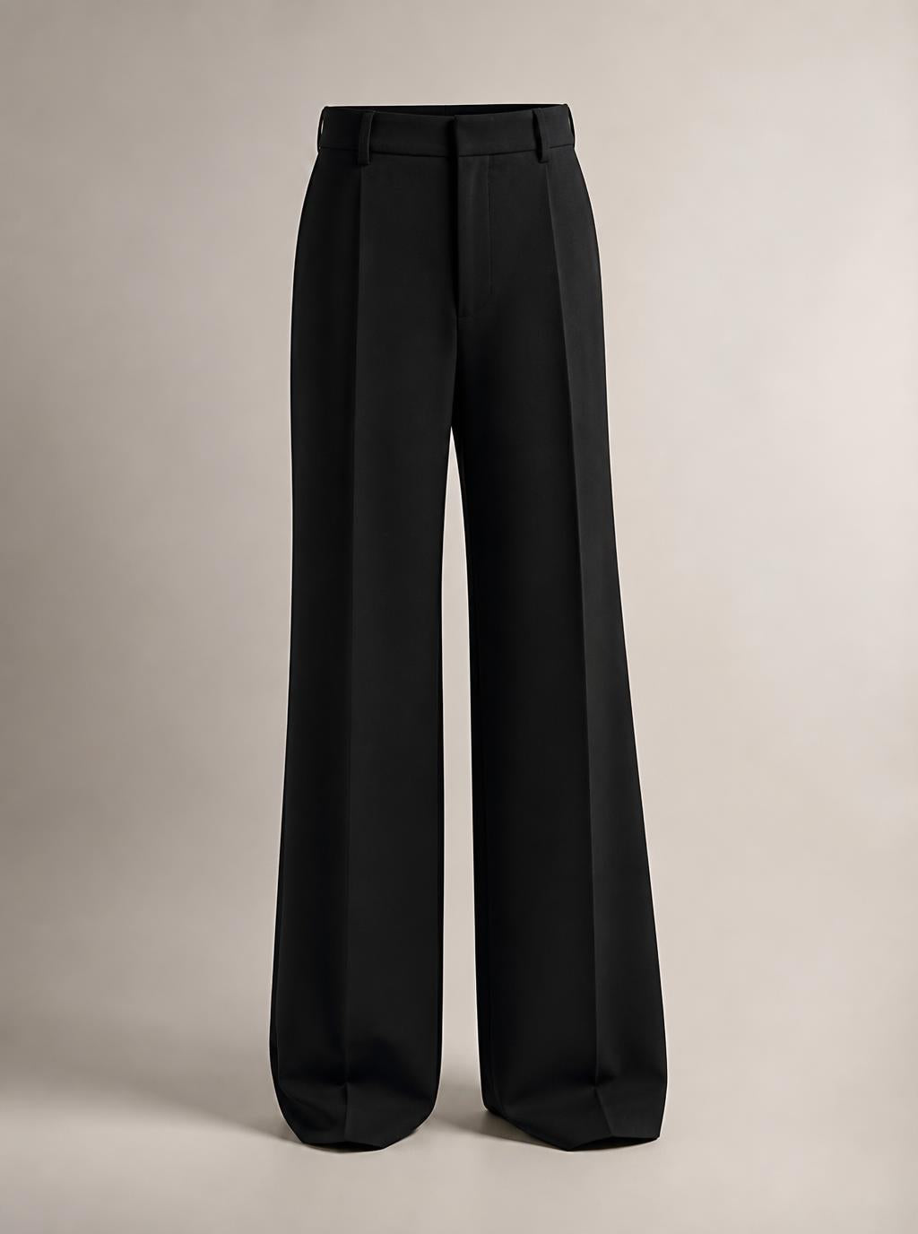 Black wide-leg tailored trousers
